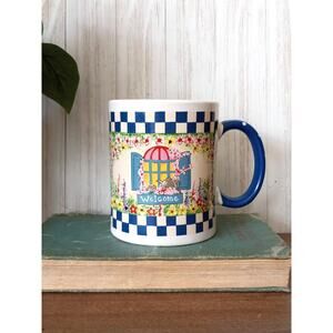 Vintage Avon Coffee Mug: Blue Floral "Break Time" Cup